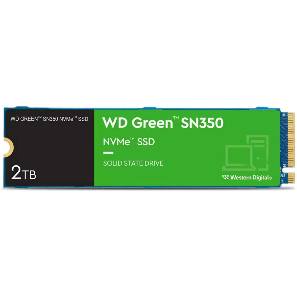 Western Digital SSD, 2048 GB, 2 TB, M.2, WD Green,  SN350, NVMe, PCIe 3.0 x 4, Internal