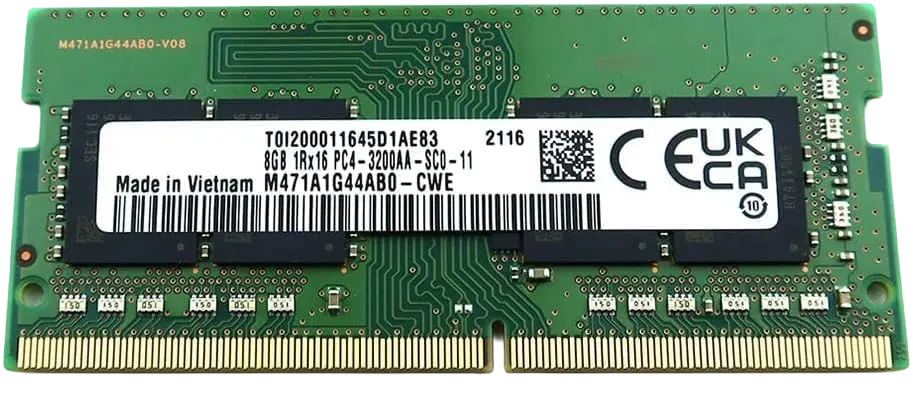 Samsung Laptop RAM, 8 GB, 1Rx16, DDR4, SO-DIMM PC4-25600, 3200 MHz, 260-Pin, Non-ECC, CL22, 1.2V, Memory Module