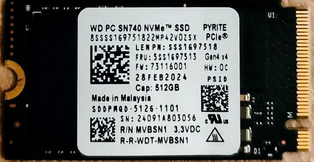 Western Digital SSD, 512 GB, NVMe