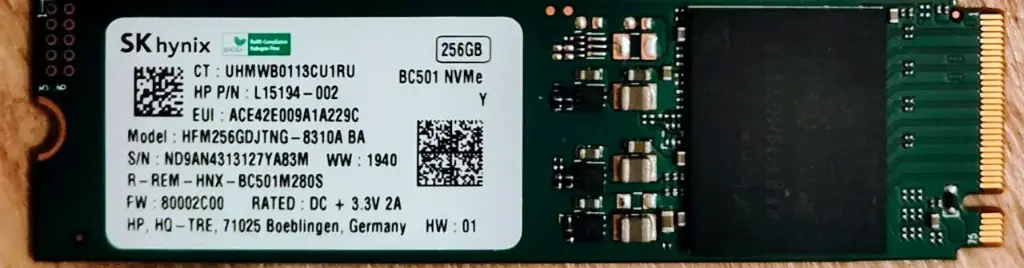 SK Hynix SSD, 256 GB, Internal